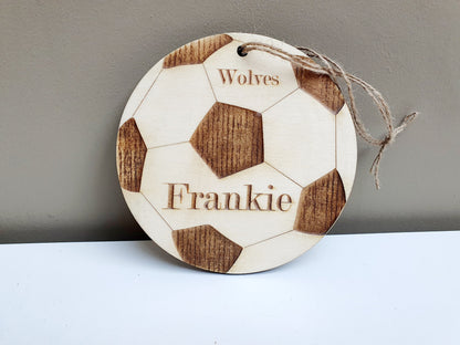 Personalised Football Name Sign - Door Sign With Team Name. Wooden Football Themed Door Sign. Wooden Football Kids Bedroom Sign.