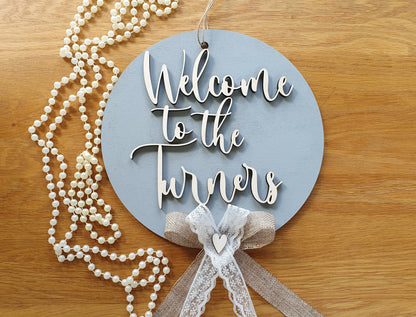 Welcome Sign/Wreath/Hanging with Personalised Name