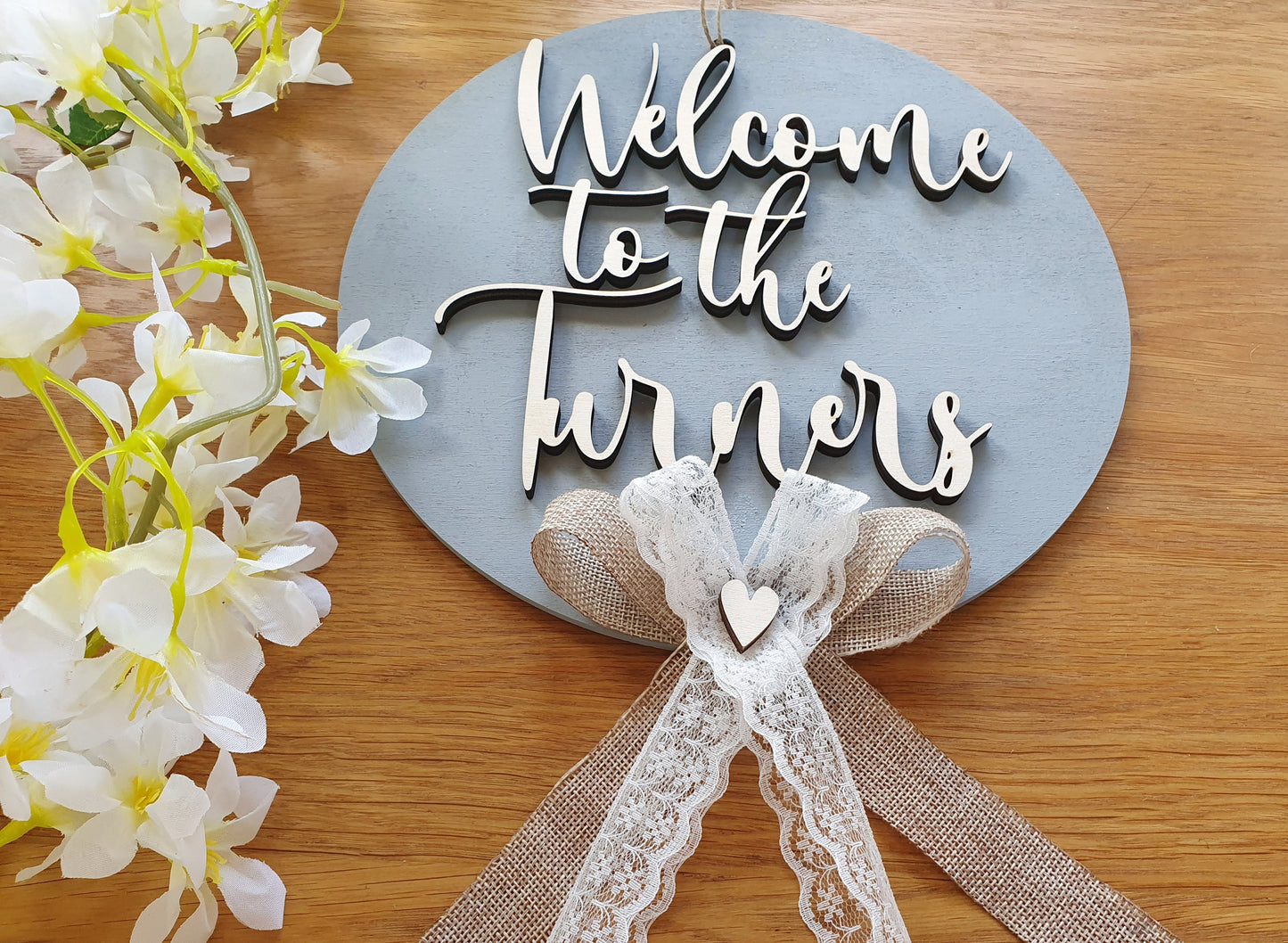 Welcome Sign/Wreath/Hanging with Personalised Name