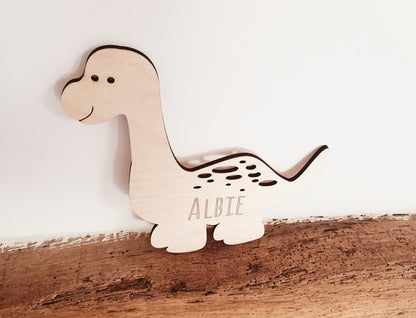 Dinosaur Bedroom Sign - Wooden Personalised Name Dinosaurs Wall Signs - Several Types of Dinosaurs Available