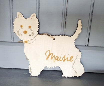 Personalised Name Westie Dog Wooden Sign