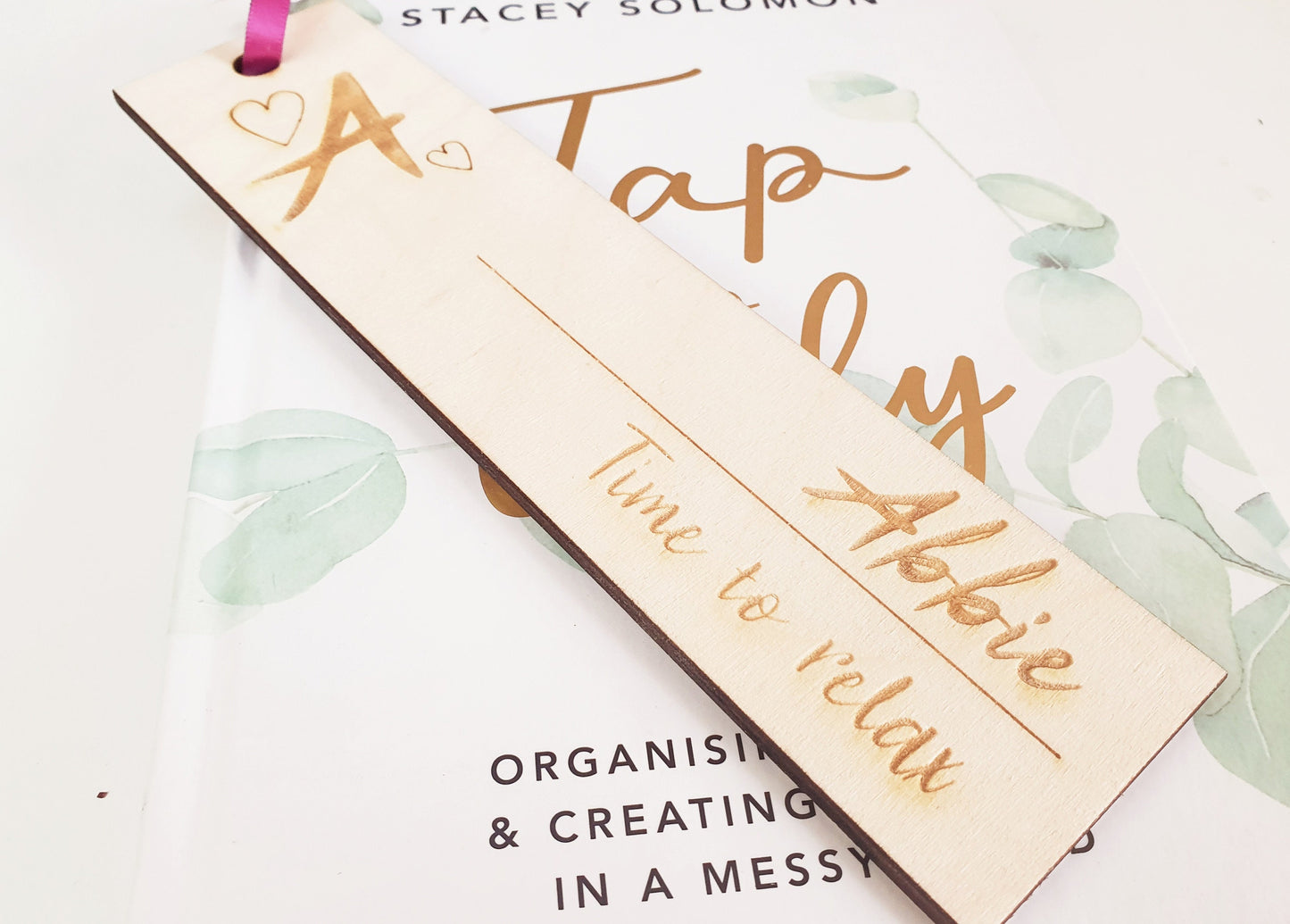 Personalised Wooden 'Time to Relax' Personalised Name and Initial Bookmarks