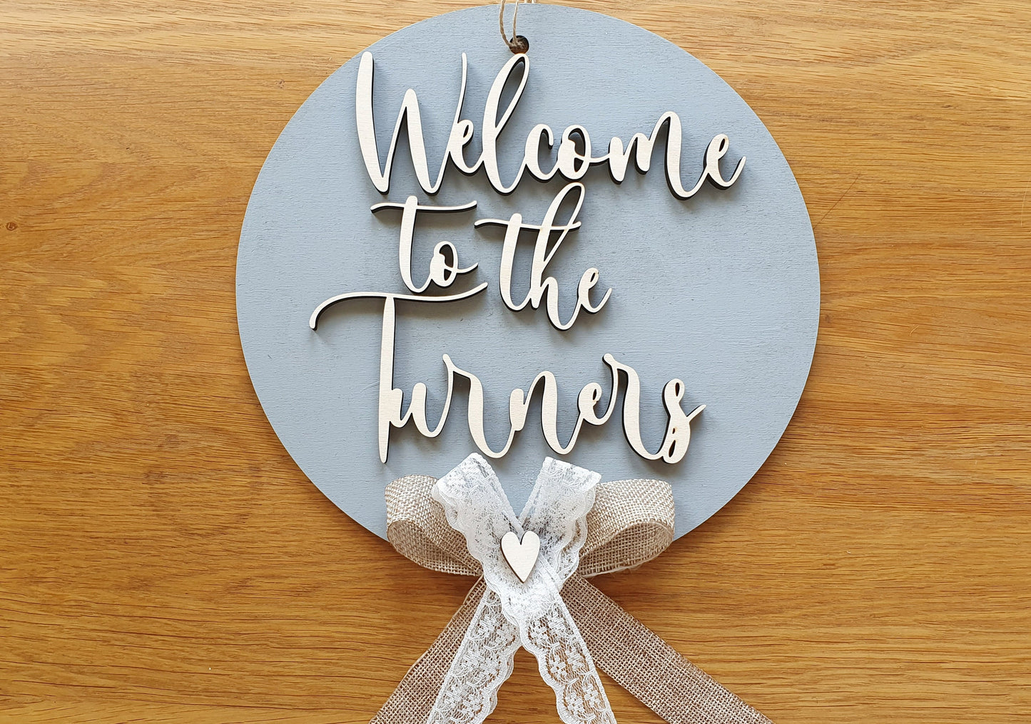 Welcome Sign/Wreath/Hanging with Personalised Name