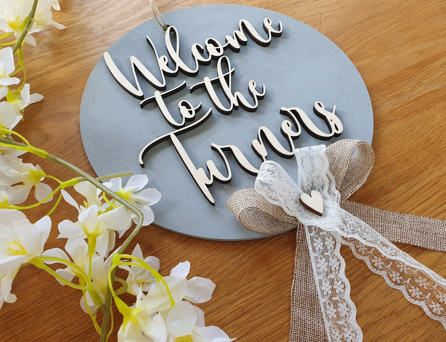 Welcome Sign/Wreath/Hanging with Personalised Name