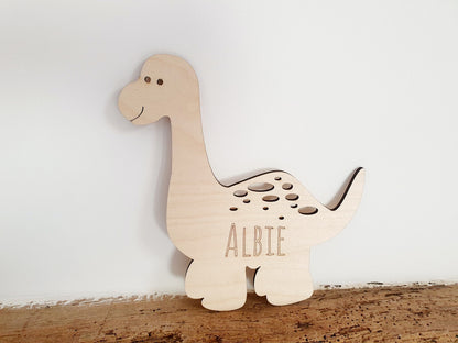 Dinosaur Bedroom Sign - Wooden Personalised Name Dinosaurs Wall Signs - Several Types of Dinosaurs Available