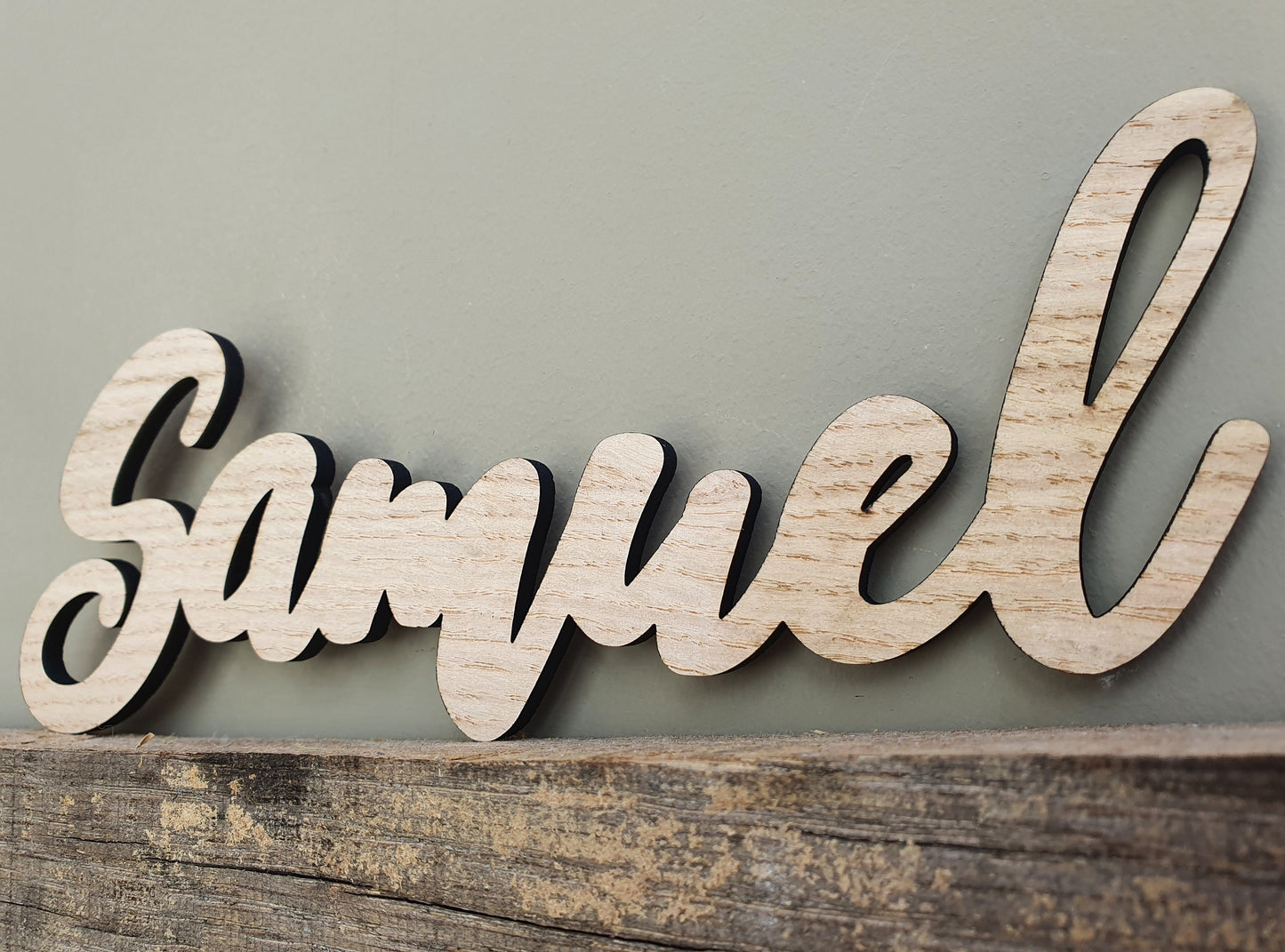 Rustic Personalised Wooden Name Sign - Different Sizes Available - Wall Sign - Made From Oak Veneered Wood