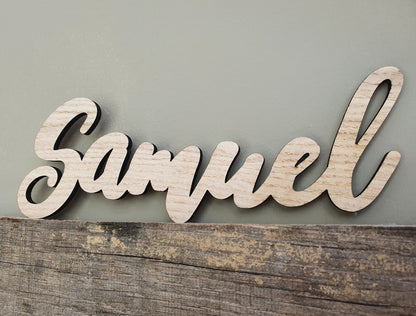 Rustic Personalised Wooden Name Sign - Different Sizes Available - Wall Sign - Made From Oak Veneered Wood