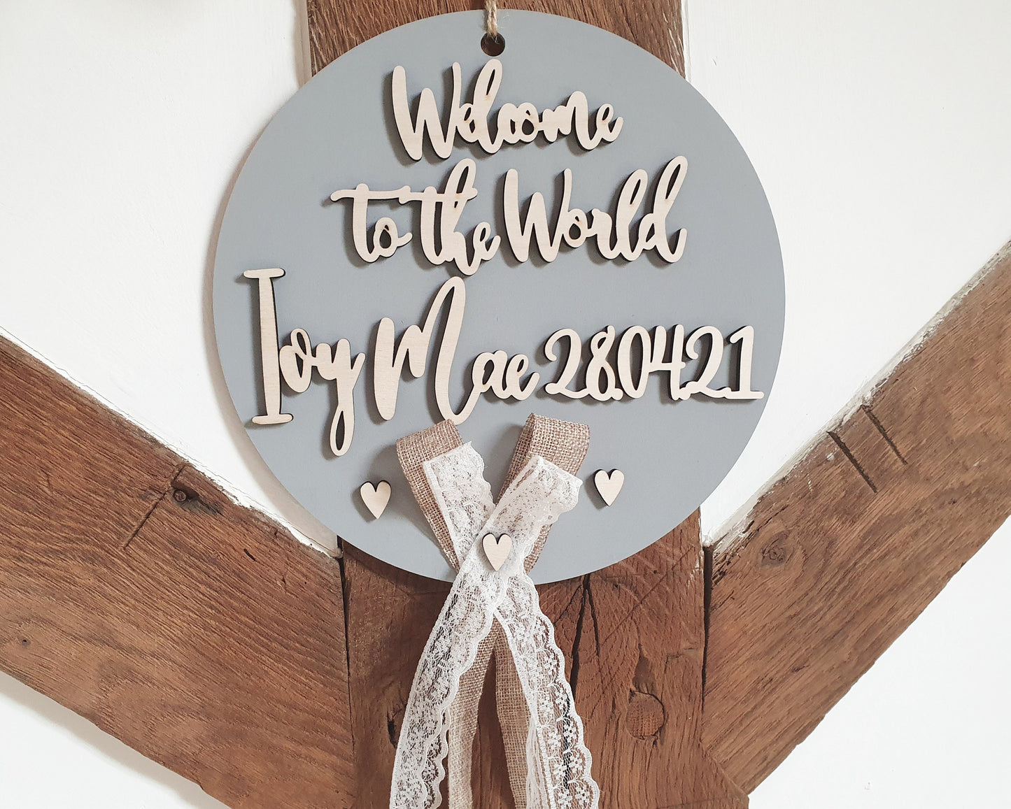 Custom Welcome to the World Baby Sign/Wall Hanging/Wreath - Includes Babies Name and Date of Birth - Newborn Gift