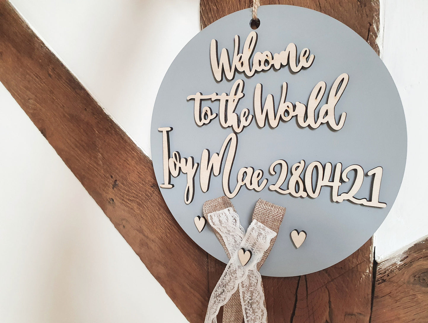 Custom Welcome to the World Baby Sign/Wall Hanging/Wreath - Includes Babies Name and Date of Birth - Newborn Gift