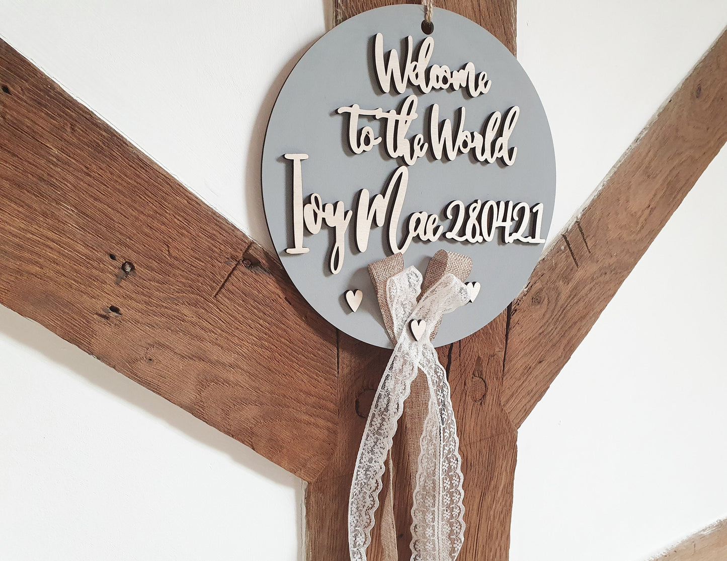 Custom Welcome to the World Baby Sign/Wall Hanging/Wreath - Includes Babies Name and Date of Birth - Newborn Gift