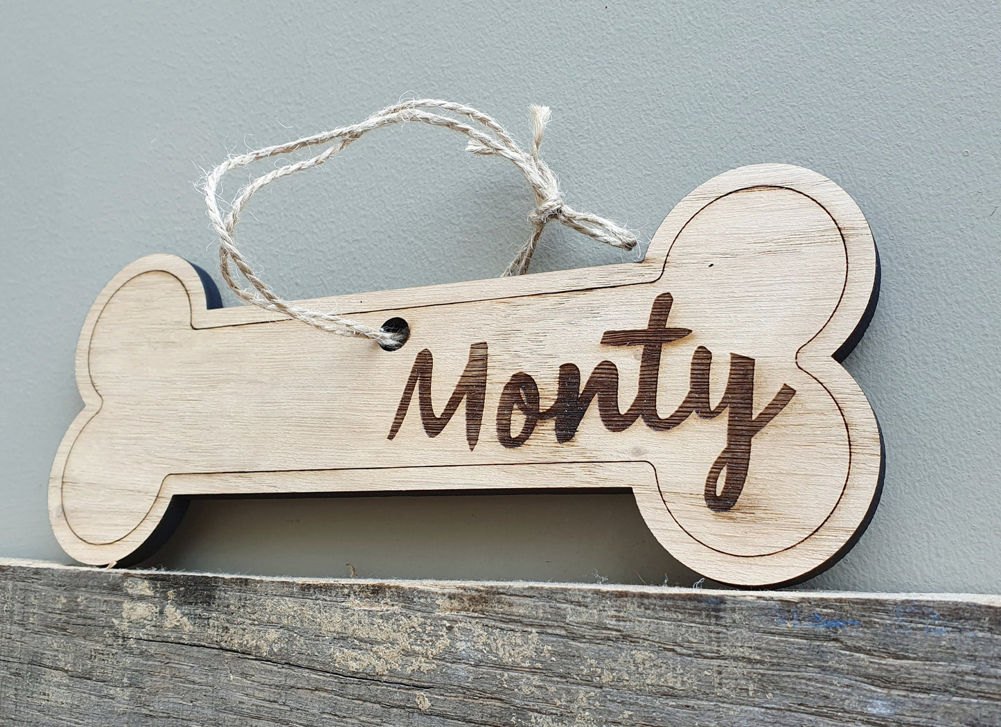 Personalised Name Dog Bone Wooden Sign  - Custom Dog Bone Bauble - Dog Christmas Gift - Dog Lovers Christmas Bauble - Dog Tree Decoration