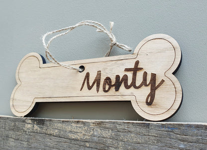 Personalised Name Dog Bone Wooden Sign  - Custom Dog Bone Bauble - Dog Christmas Gift - Dog Lovers Christmas Bauble - Dog Tree Decoration