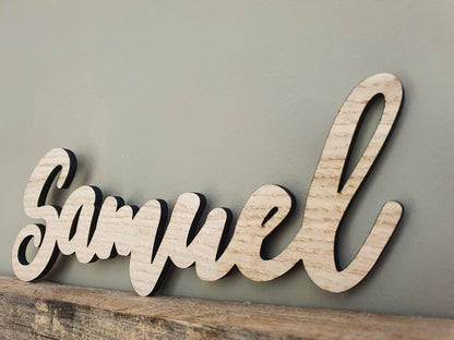 Rustic Personalised Wooden Name Sign - Different Sizes Available - Wall Sign - Made From Oak Veneered Wood