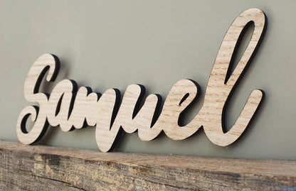 Rustic Personalised Wooden Name Sign - Different Sizes Available - Wall Sign - Made From Oak Veneered Wood