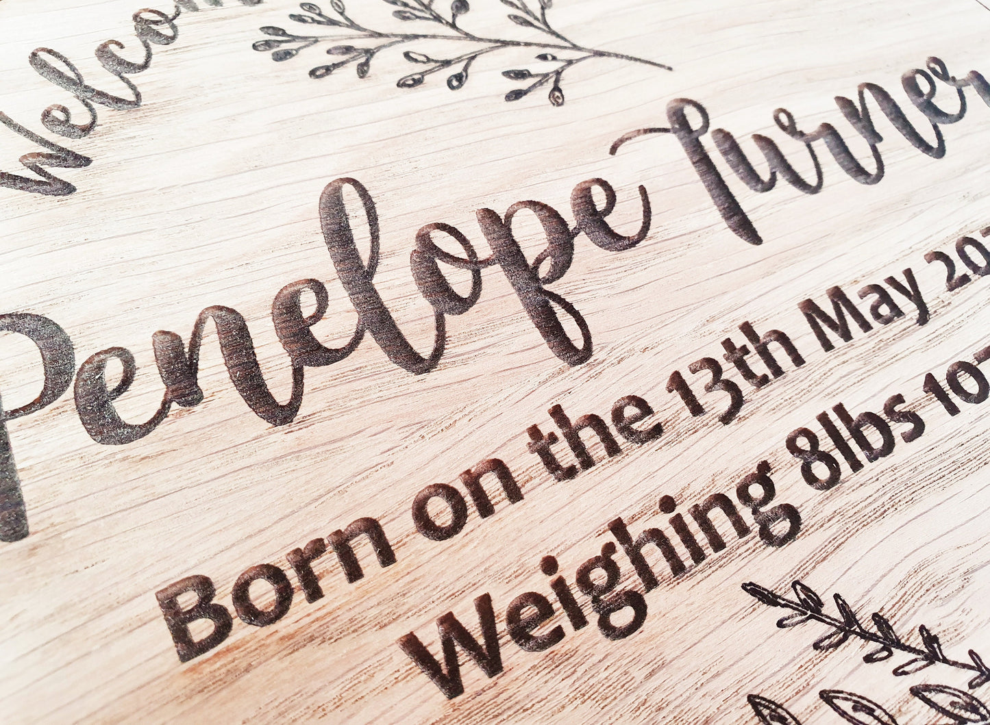 Large Welcome to the World Baby Sign - Birth Announcement  - Newborn Baby Gift - Includes Babies Name, Date of Birth and Weight