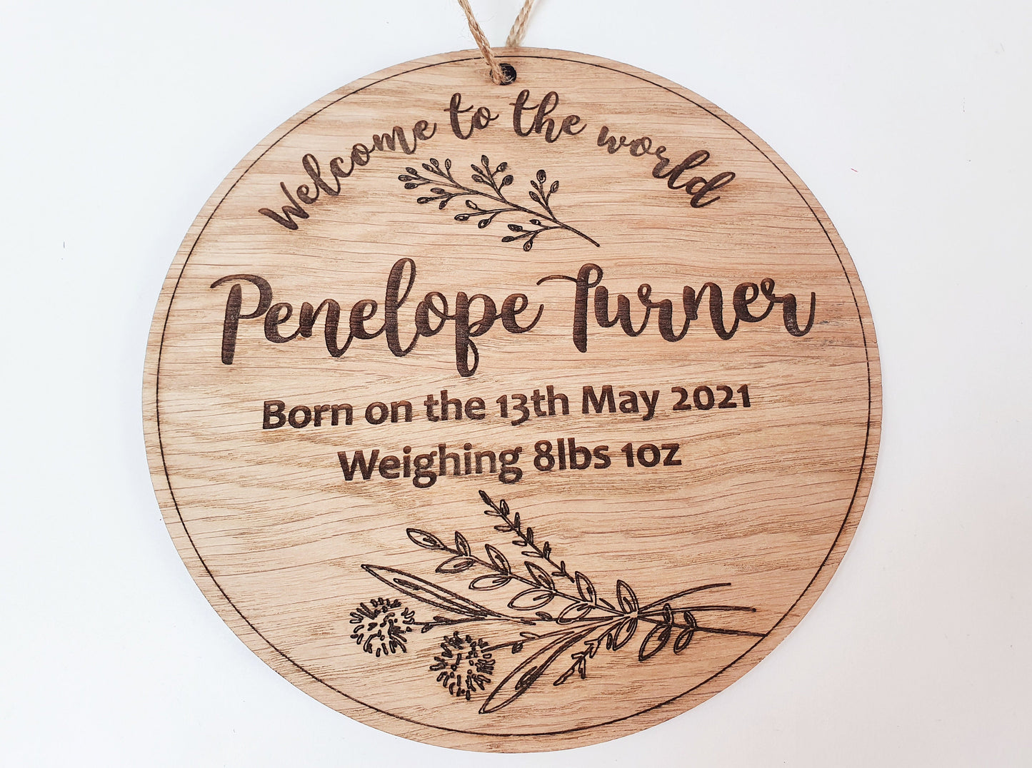 Large Welcome to the World Baby Sign - Birth Announcement  - Newborn Baby Gift - Includes Babies Name, Date of Birth and Weight