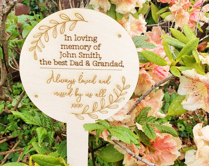 Custom Memorial Plaque - Personalised Wooden 'In Loving Memory' Sign With Custom Message - Memorial Gift - Garden In Memory Sign