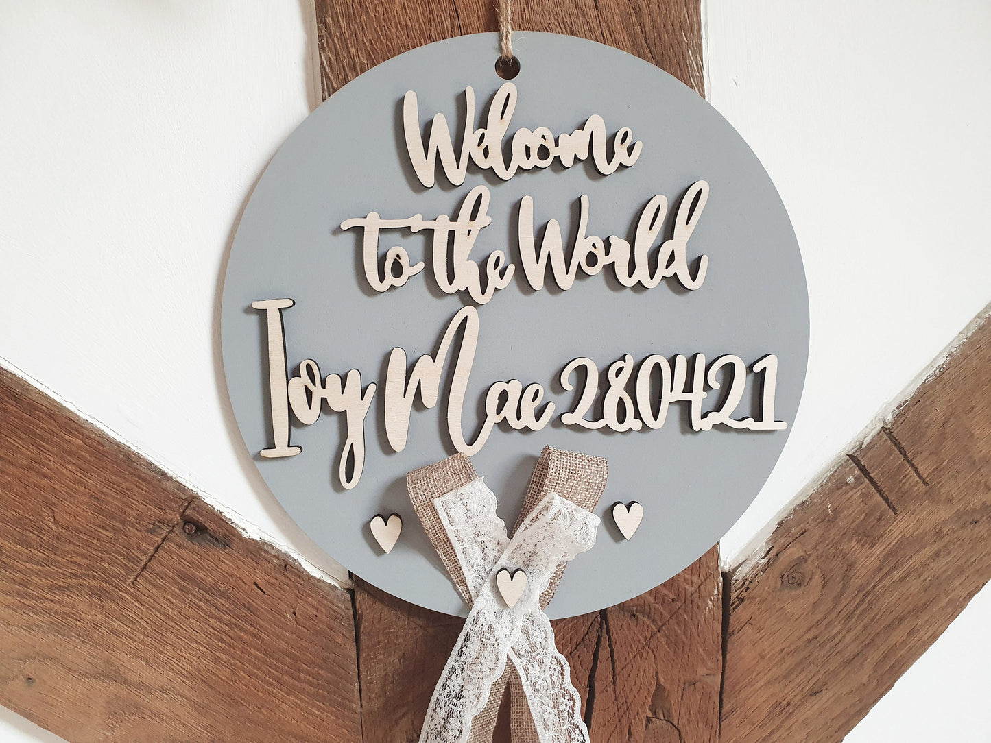 Custom Welcome to the World Baby Sign/Wall Hanging/Wreath - Includes Babies Name and Date of Birth - Newborn Gift