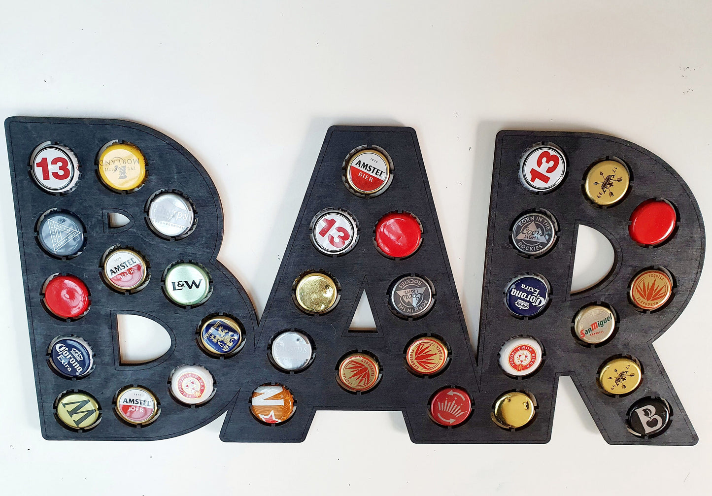 Wood Bar Sign for Beer Lovers l Garden Bar Sign With Beer Bottle Tops l Bar Sign Beer Bottle Cap/Top Collector l Different Colours Available