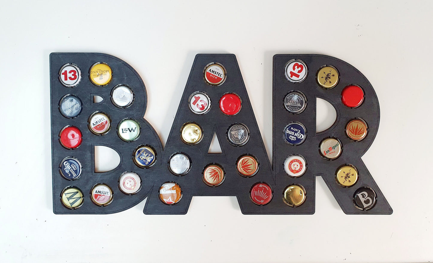 Wood Bar Sign for Beer Lovers l Garden Bar Sign With Beer Bottle Tops l Bar Sign Beer Bottle Cap/Top Collector l Different Colours Available