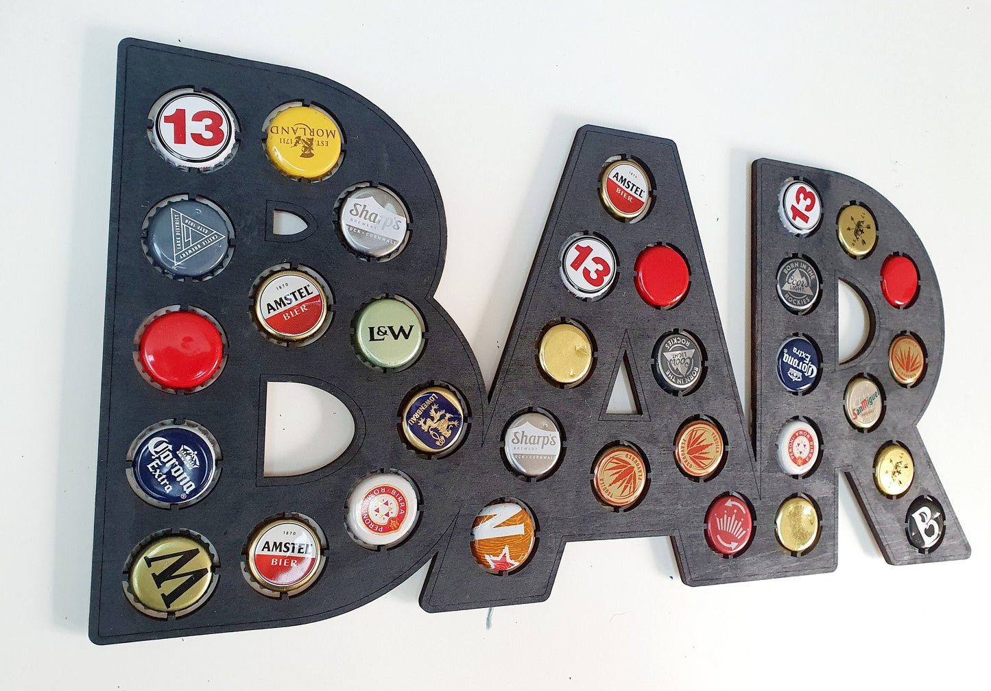 Wood Bar Sign for Beer Lovers l Garden Bar Sign With Beer Bottle Tops l Bar Sign Beer Bottle Cap/Top Collector l Different Colours Available