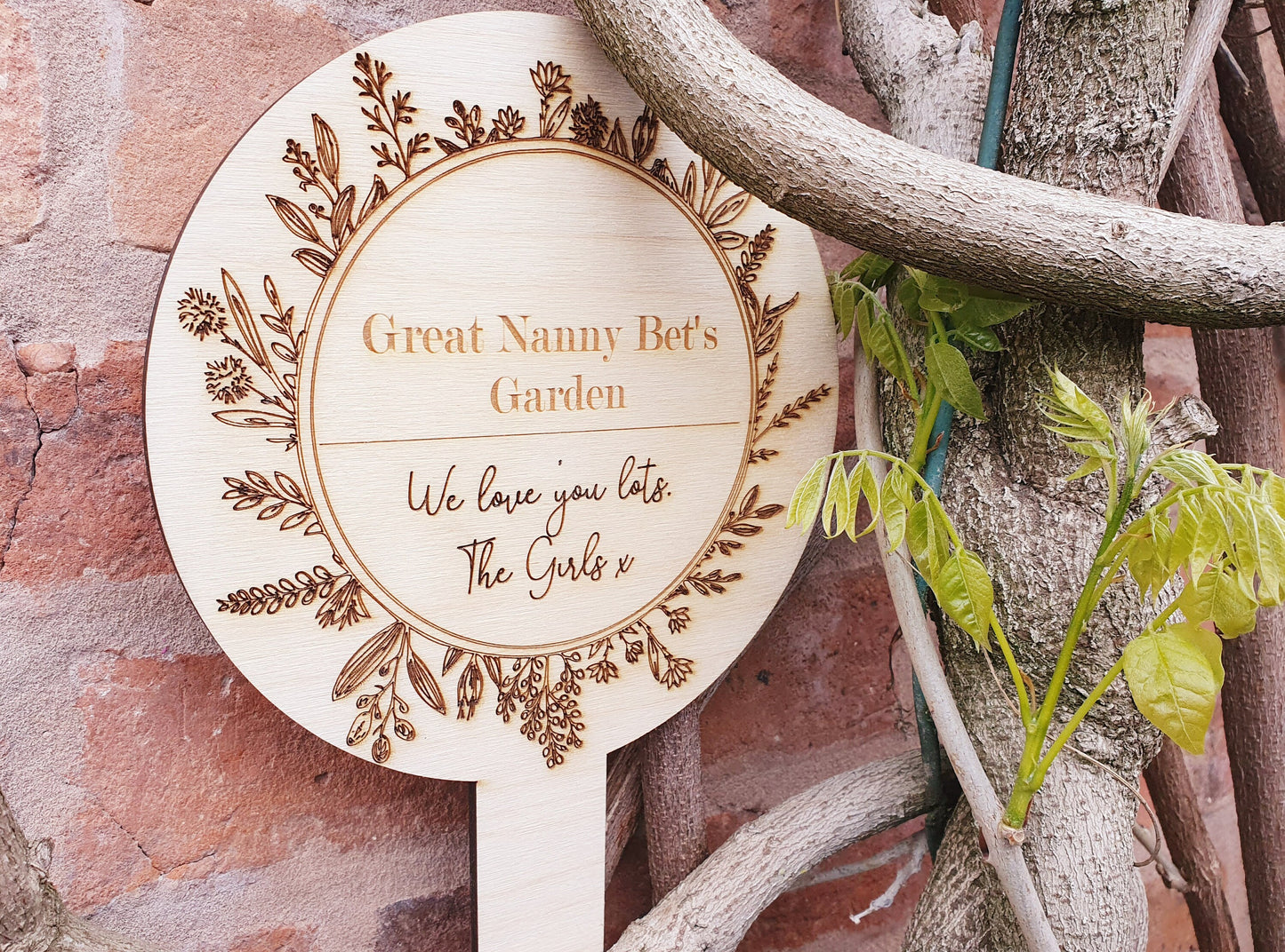 Rustic Wooden Outdoor Garden Planter Plaque - Any Name, Any Message Garden Sign