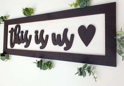 This Is Us Rustic Painted Wooden Home Sign - Quote Wall Sign - This is Us - Farmhouse Style Plaque - Perfect Family Gift