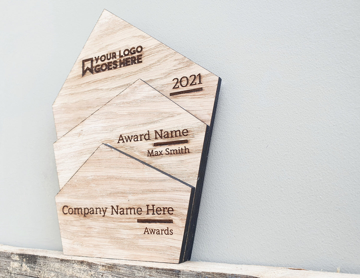 Unique Wooden Freestanding Custom Award Trophy  - Eco-friendly Trophies - Different Sizes Available