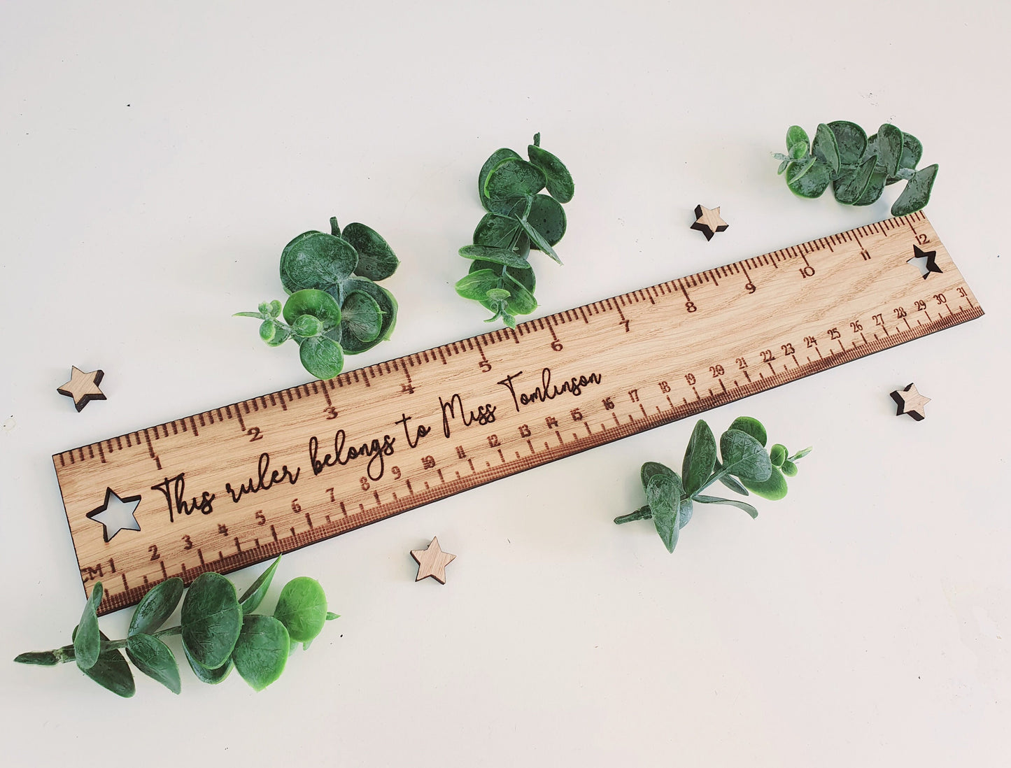 Personalised Teachers Name on Wood Ruler l End of Term Gift l Gift for Teacher l Gift for Nursery Teacher l Gift for Childminder