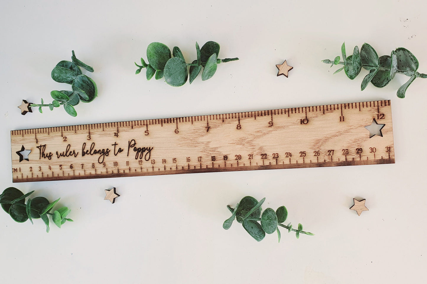 Wooden Personalised Name Ruler - This Ruler Belongs to 'Enter Name Here - Bookmark Ruler - 30 cm/ 12 inches