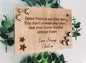 Gift for friend - Personalised freestanding friend's quote oak plaque with custom message - 'Good friend's are like star's'