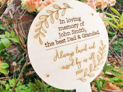 Custom Memorial Plaque - Personalised Wooden 'In Loving Memory' Sign With Custom Message - Memorial Gift - Garden In Memory Sign