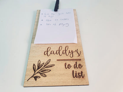 Wooden Daddy To Do List - Gift for Dad for Father's