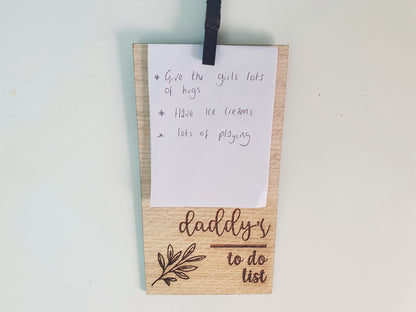 Wooden Daddy To Do List - Gift for Dad for Father's