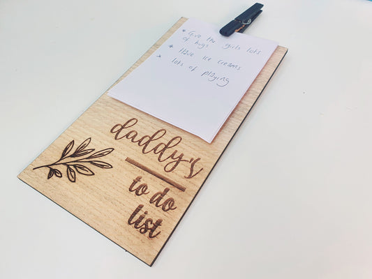 Wooden Daddy To Do List - Gift for Dad for Father's