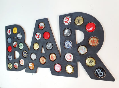 Wood Bar Sign for Beer Lovers l Garden Bar Sign With Beer Bottle Tops l Bar Sign Beer Bottle Cap/Top Collector l Different Colours Available