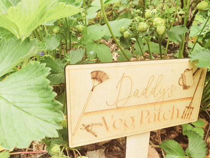 Custom Garden Vegetable Patch Sign - Personalised Wooden Veg Patch Planter Plaque - Includes Any Name - Garden Sign