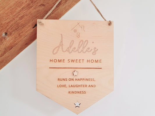 Personalised Housewarming Gift - Custom Wood Plaque for Home - Personalised Home Sweet Home Sign - This House Runs On Sign