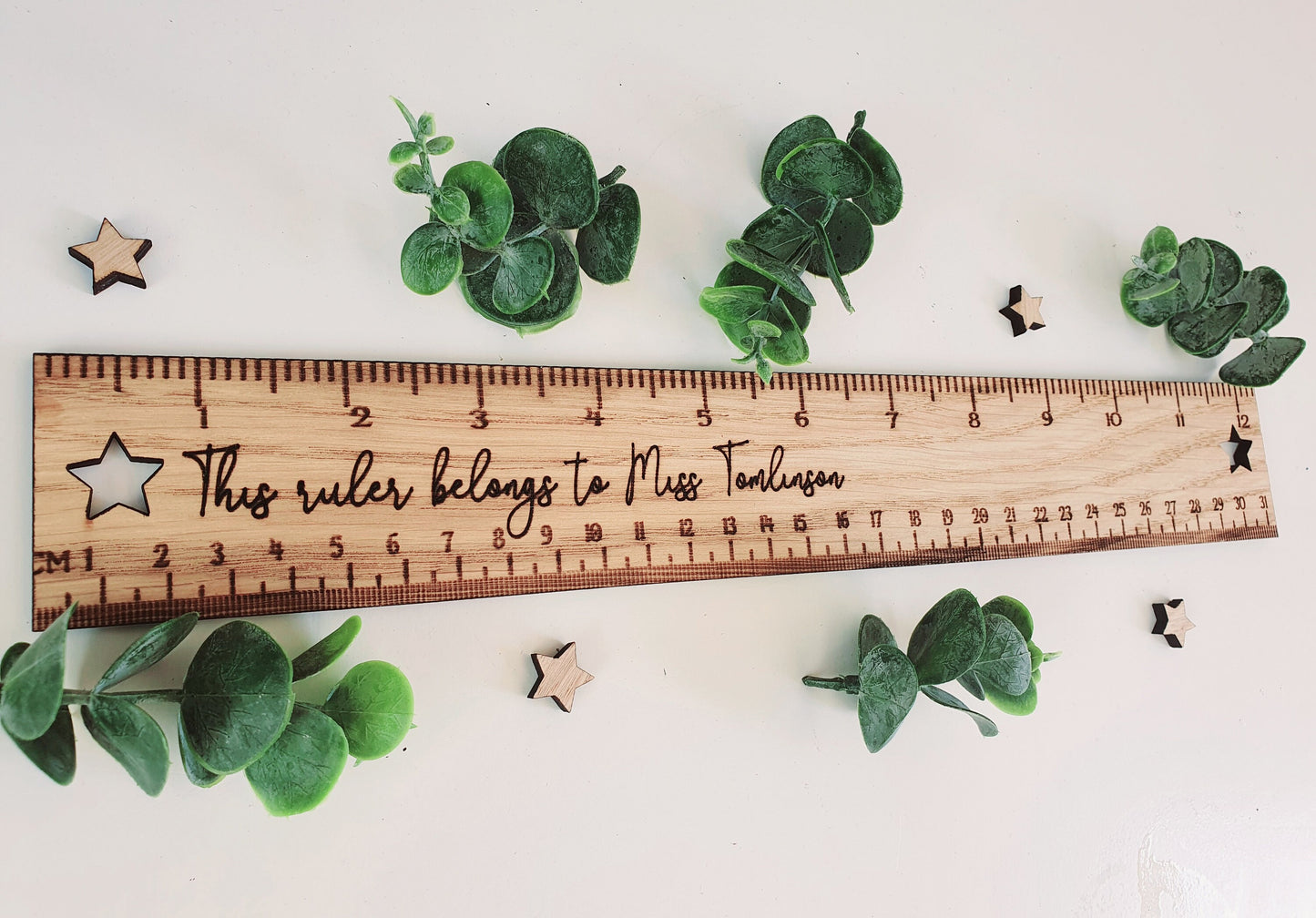 Personalised Teachers Name on Wood Ruler l End of Term Gift l Gift for Teacher l Gift for Nursery Teacher l Gift for Childminder