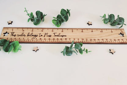 Personalised Teachers Name on Wood Ruler l End of Term Gift l Gift for Teacher l Gift for Nursery Teacher l Gift for Childminder