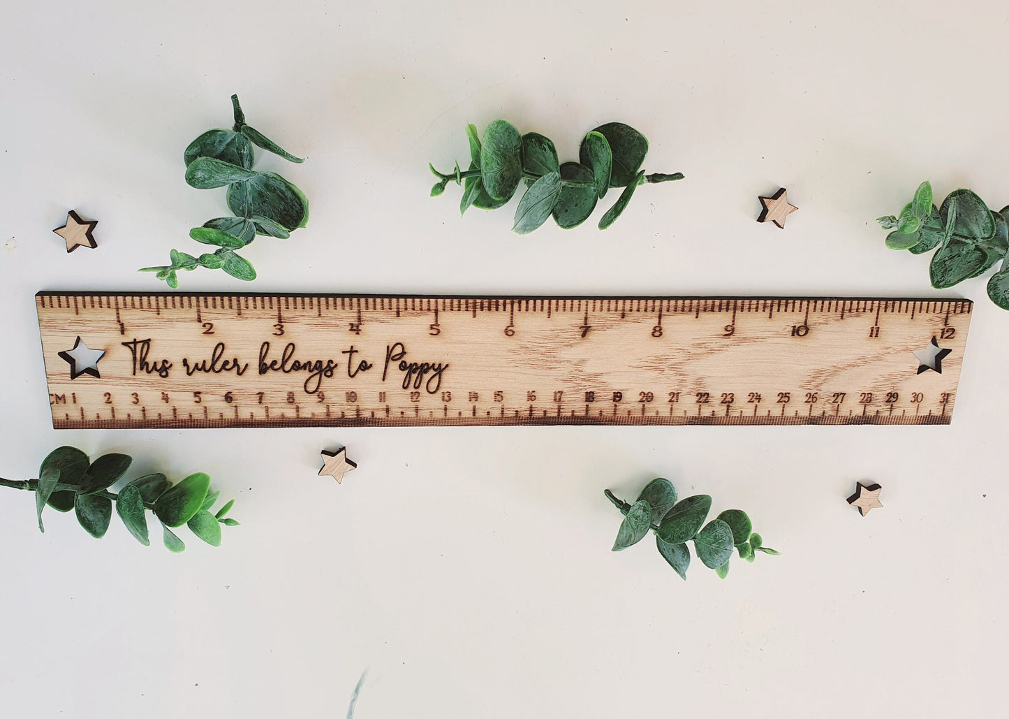 Wooden Personalised Name Ruler - This Ruler Belongs to 'Enter Name Here - Bookmark Ruler - 30 cm/ 12 inches