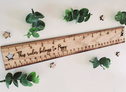 Wooden Personalised Name Ruler - This Ruler Belongs to 'Enter Name Here - Bookmark Ruler - 30 cm/ 12 inches