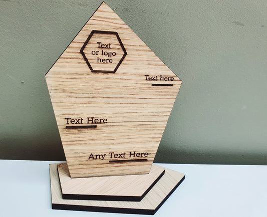 Unique Wooden Custom Award Trophy With Base  - Eco-friendly Trophies - Different Sizes Available - Design And Text Can Be Adapted