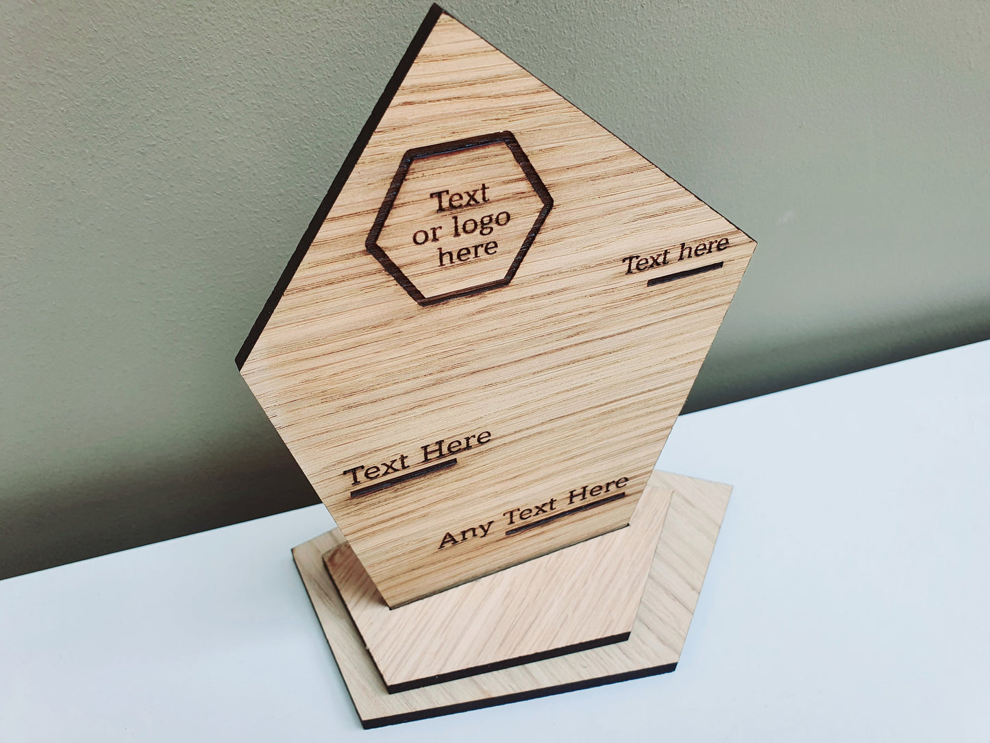 Unique Wooden Custom Award Trophy With Base  - Eco-friendly Trophies - Different Sizes Available - Design And Text Can Be Adapted