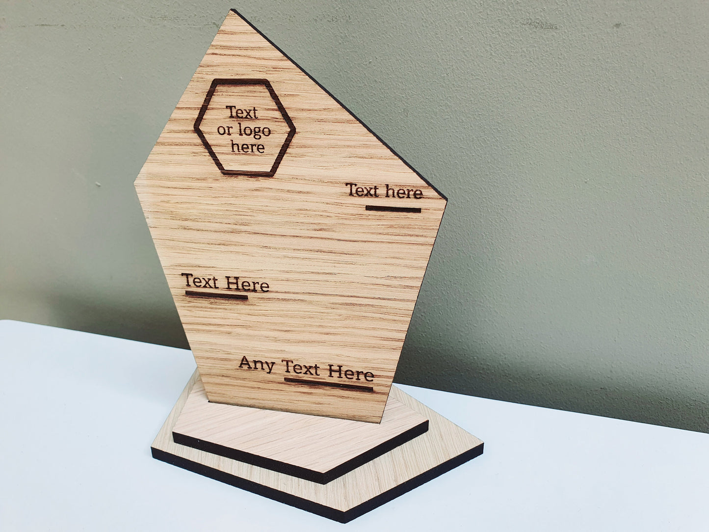 Unique Wooden Custom Award Trophy With Base  - Eco-friendly Trophies - Different Sizes Available - Design And Text Can Be Adapted