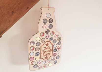 Wooden Beer Sign for Dad - Dad's Favourite Beers - Beer Bottle Cap/Top Collector - Gift for Dad