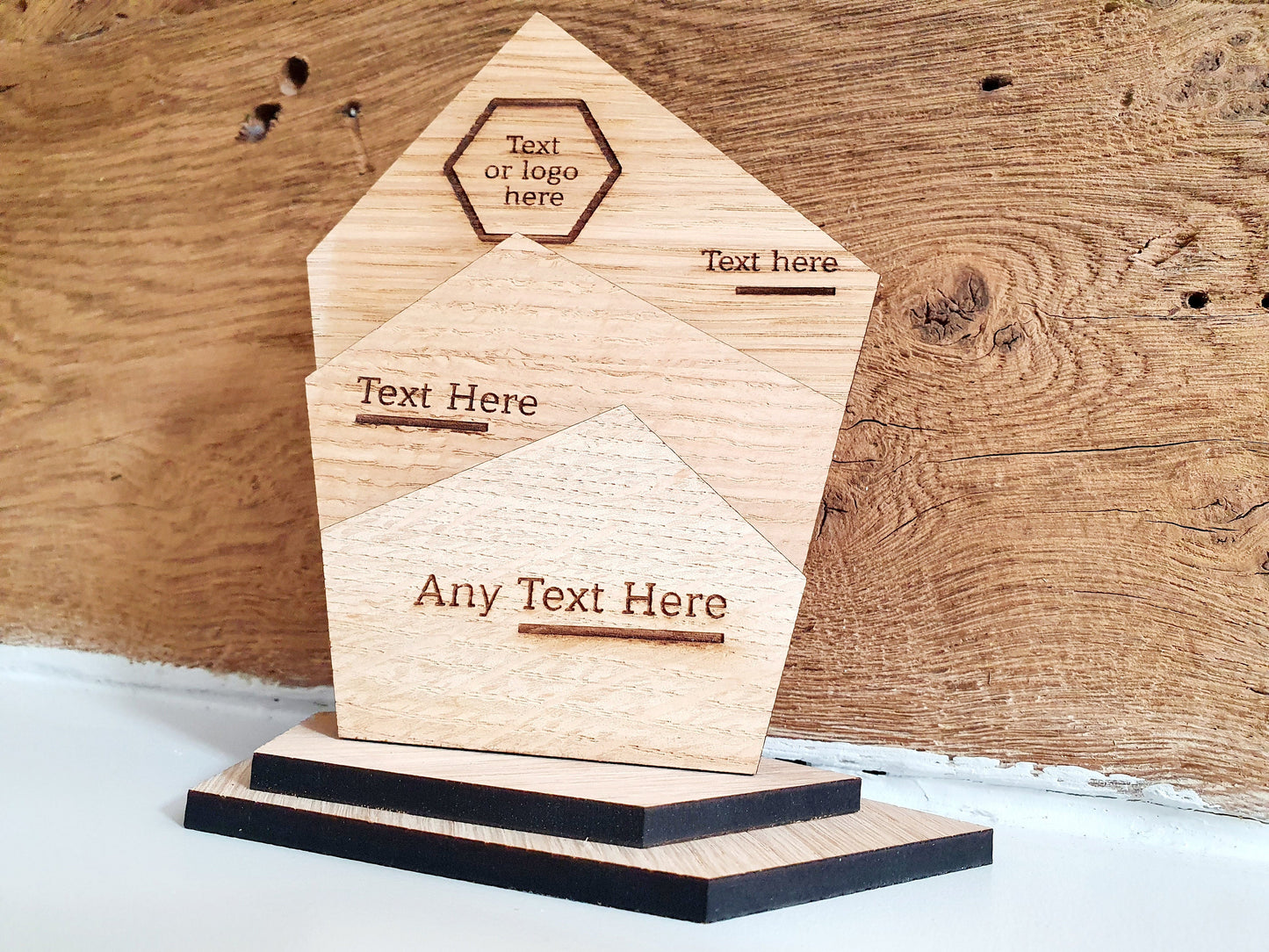 Unique Wooden Custom Award Trophy With Base - Eco-friendly Trophies - Different Sizes Available