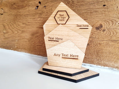 Unique Wooden Custom Award Trophy With Base - Eco-friendly Trophies - Different Sizes Available