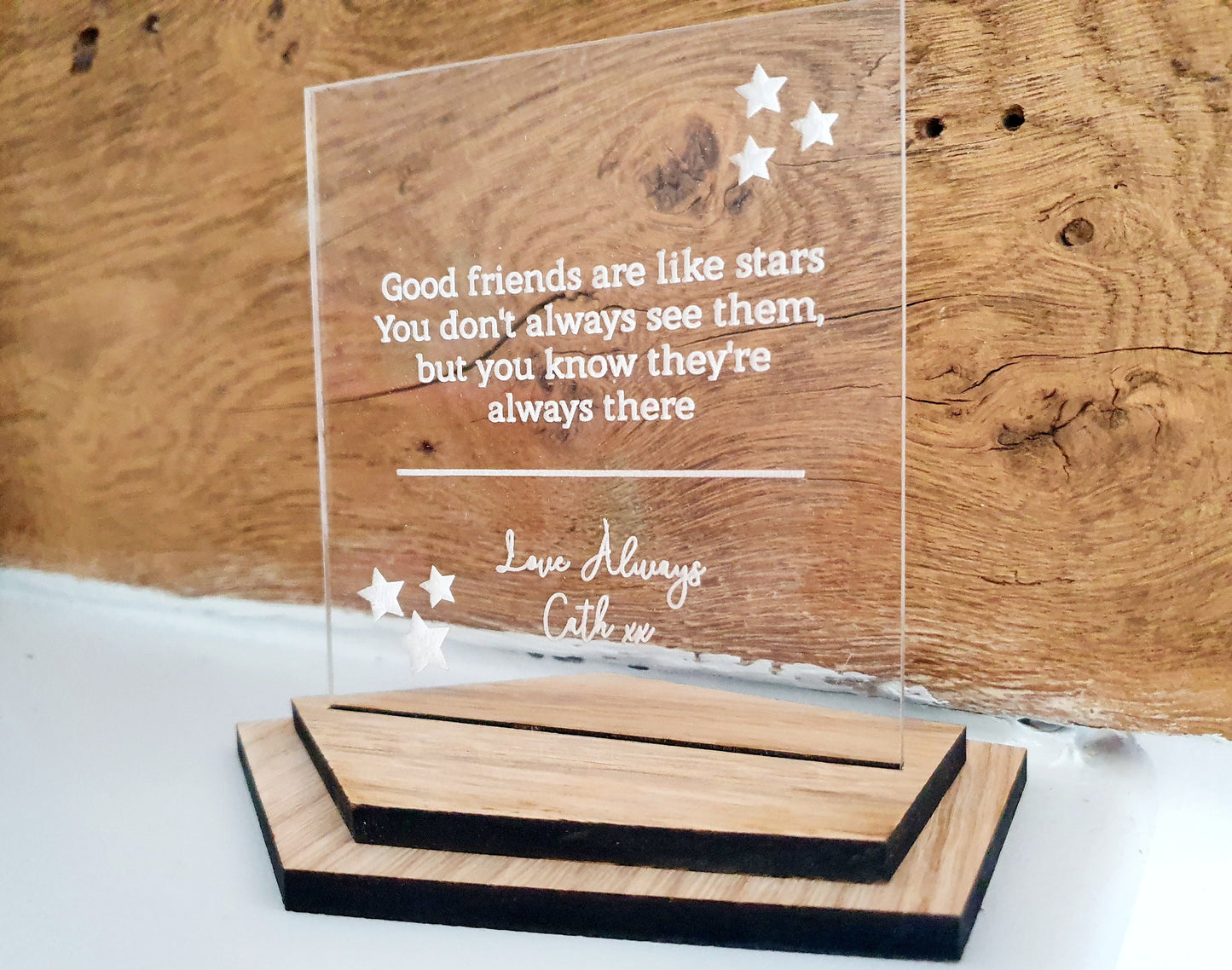 Gift for friend - Personalised friendship quote plaque with base and a custom message - Good friend's are like star's - Friendship Gift