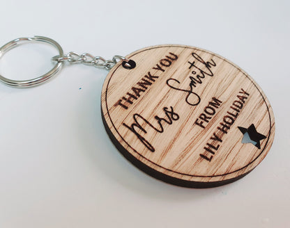 Personalised Teacher Thankyou Keyring  l End of Term Gift l Nursery Teacher Gift l Childminder Gift l End of School Keyring